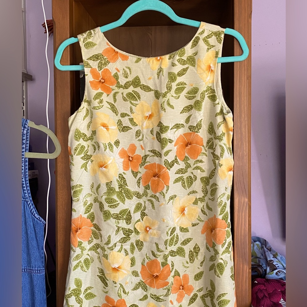 NWOT Tommy Bahama 100% silk sheath midi dress,orange/yellow hibiscus pattern,4 - Picture 3 of 14